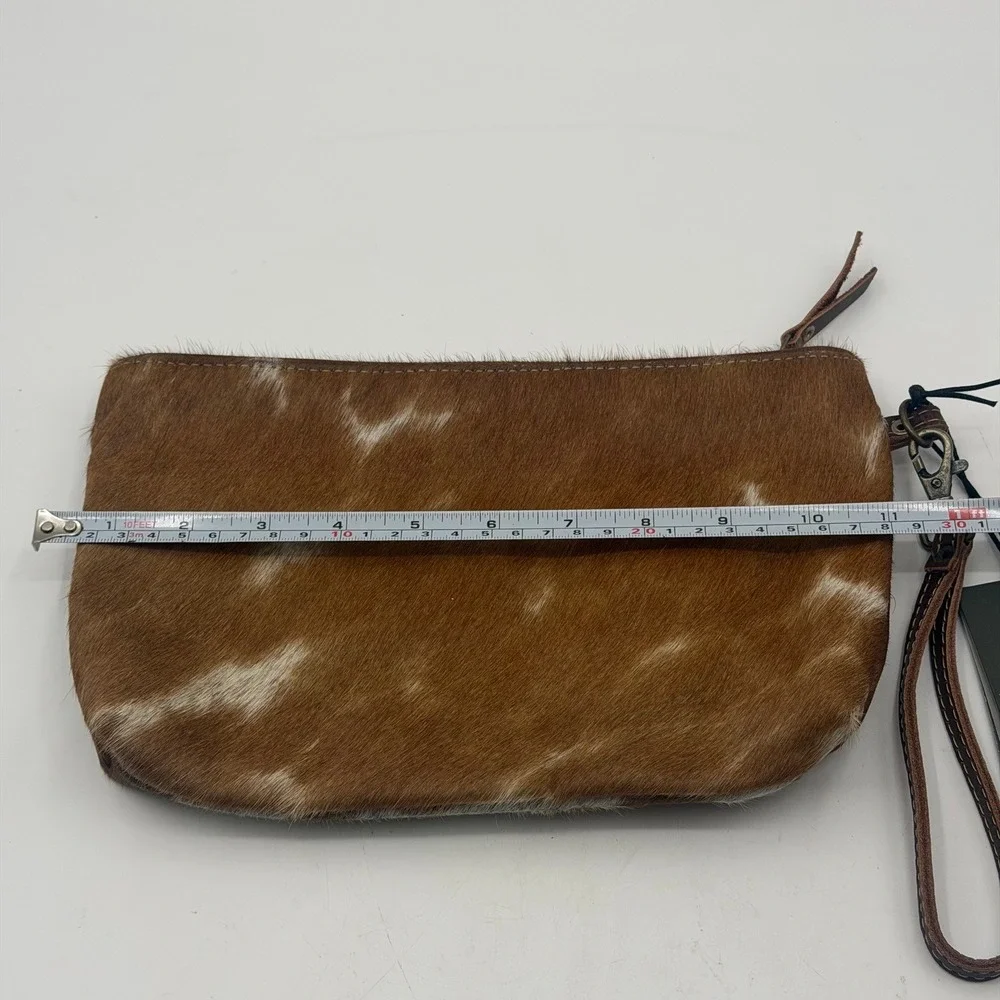 Myra Bag Brown White Cowhide Hair-on-Hide Wristlet Clutch Bag NEW Rodeo Rustic